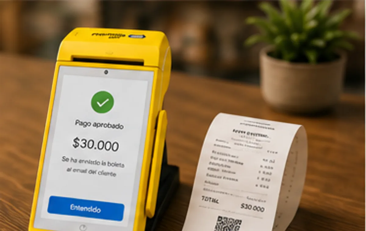 Comercio revisando boleta electrónica SII y pagos con Point Smart 2