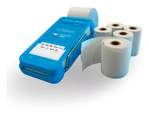 máquina de pago Redelcom y rollos de papel térmico